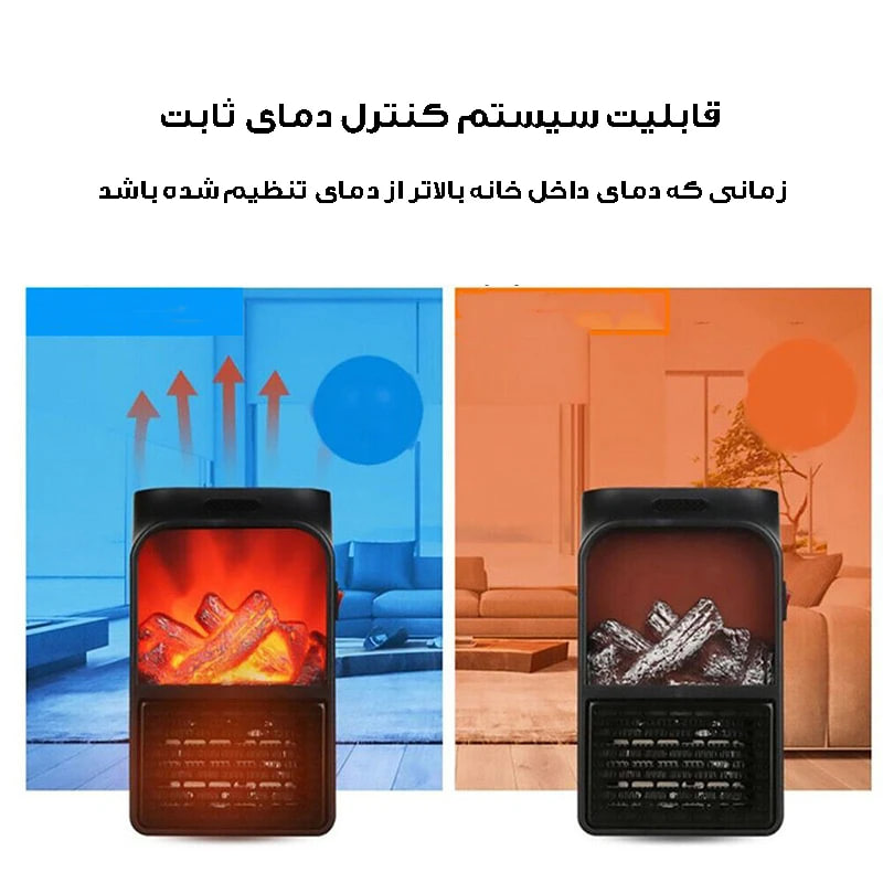 هیتر برقی رومیزی 1000وات طرح شومینه مدل 3D Flame-مشکی