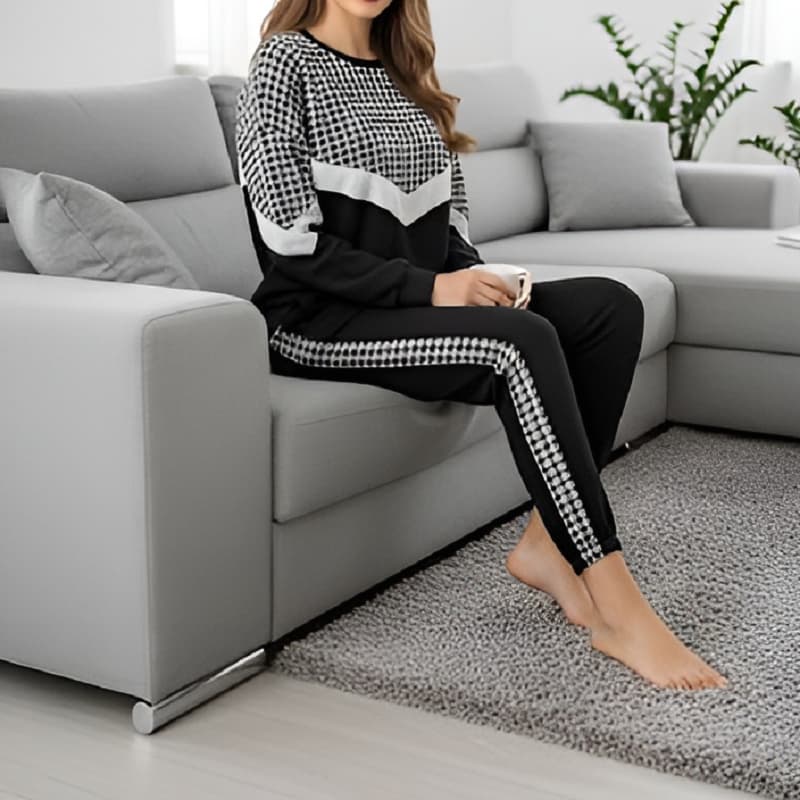 ست زنانه بلوز و شلوار پاییزه مدل Azar-مشکی