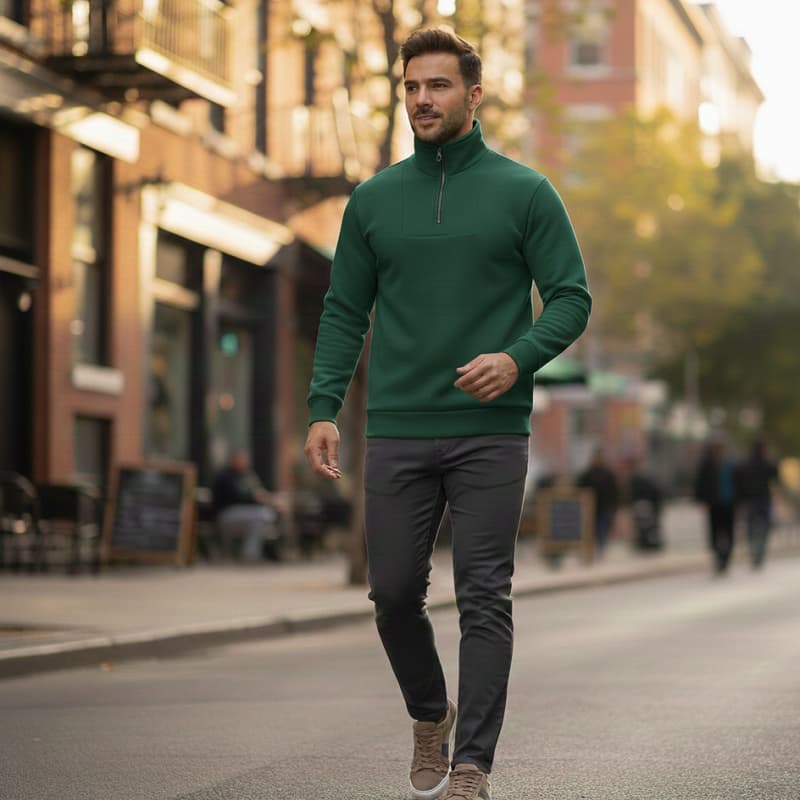 دورس مردانه نیم زیپ مدل Behbod-سبز